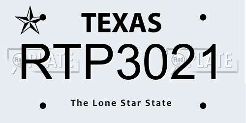 RTP3021 Texas License Plate