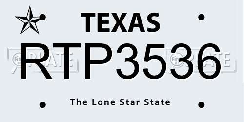 RTP3536 Texas License Plate