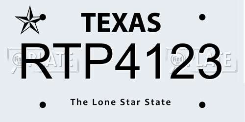 RTP4123 Texas License Plate