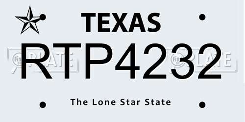 RTP4232 Texas License Plate