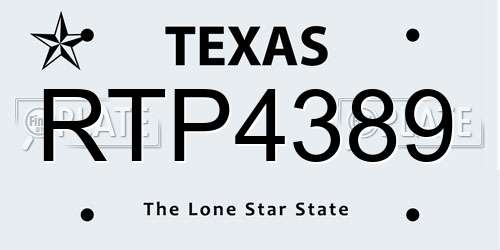 RTP4389 Texas License Plate