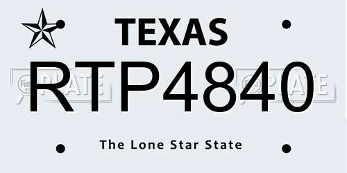RTP4840 Texas License Plate