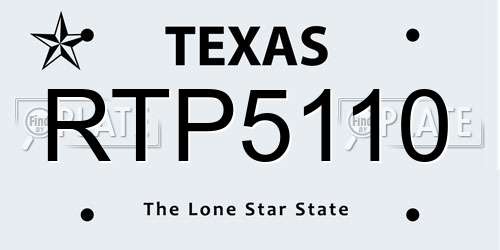 RTP5110 Texas License Plate