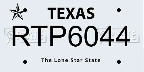 RTP6044 Texas License Plate