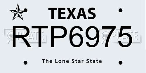 RTP6975 Texas License Plate