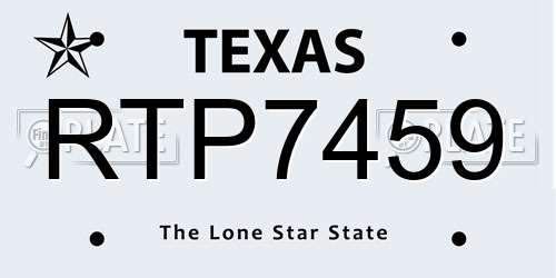 RTP7459 Texas License Plate