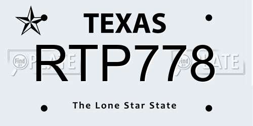 RTP778 Texas License Plate