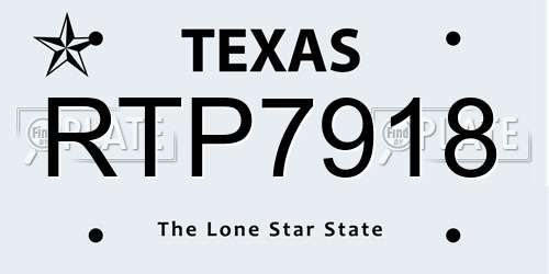 RTP7918 Texas License Plate
