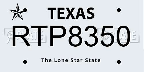 RTP8350 Texas License Plate