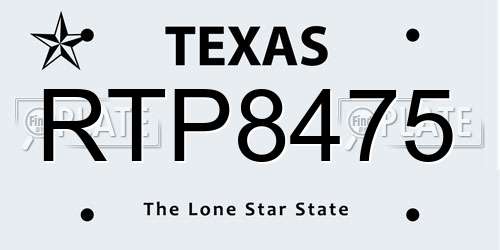 RTP8475 Texas License Plate