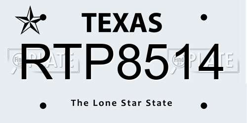 RTP8514 Texas License Plate