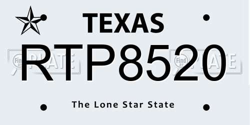 RTP8520 Texas License Plate