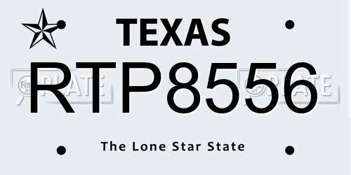 RTP8556 Texas License Plate