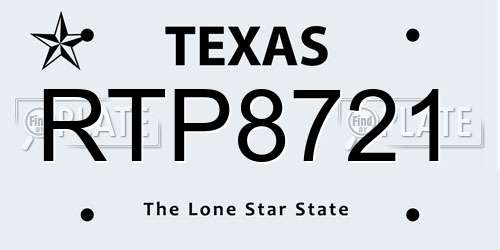 RTP8721 Texas License Plate