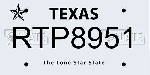 RTP8951 Texas License Plate