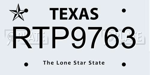 RTP9763 Texas License Plate