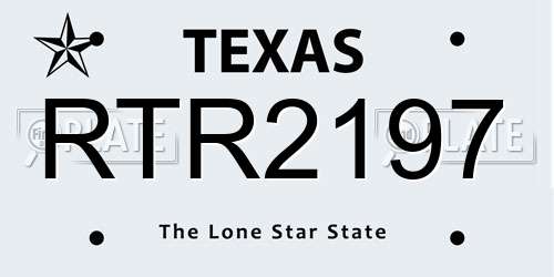 RTR2197 Texas License Plate