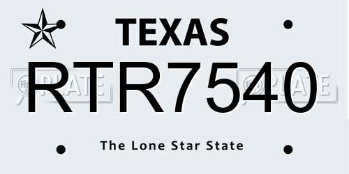 RTR7540 Texas License Plate