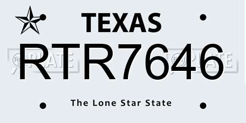 RTR7646 Texas License Plate