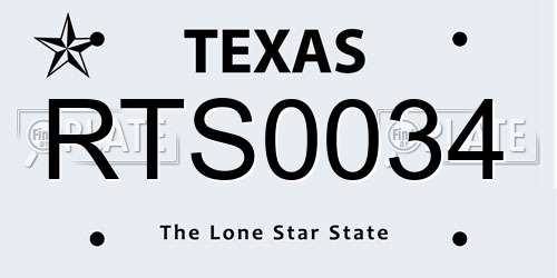RTS0034 Texas License Plate