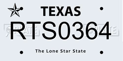 RTS0364 Texas License Plate