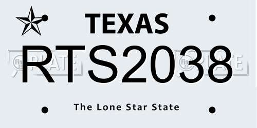 RTS2038 Texas License Plate