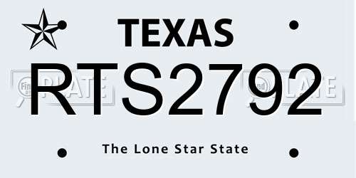 RTS2792 Texas License Plate