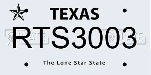 RTS3003 Texas License Plate