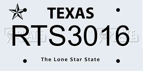 RTS3016 Texas License Plate