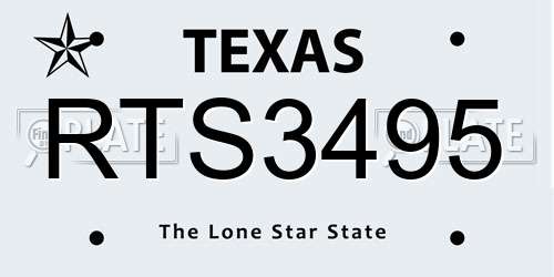 RTS3495 Texas License Plate