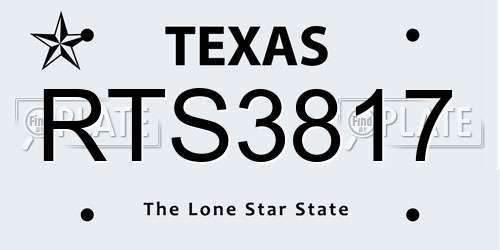 RTS3817 Texas License Plate