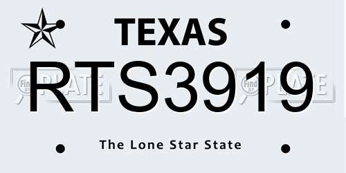 RTS3919 Texas License Plate