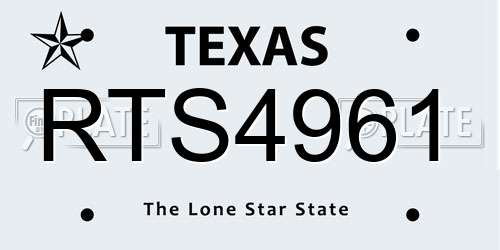RTS4961 Texas License Plate