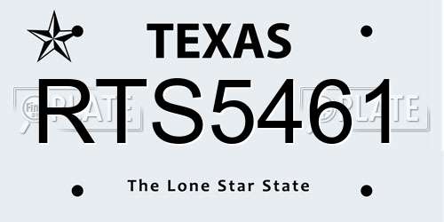 RTS5461 Texas License Plate