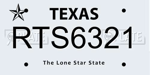 RTS6321 Texas License Plate