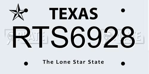 RTS6928 Texas License Plate