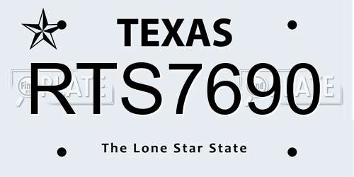 RTS7690 Texas License Plate