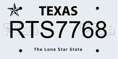 RTS7768 Texas License Plate