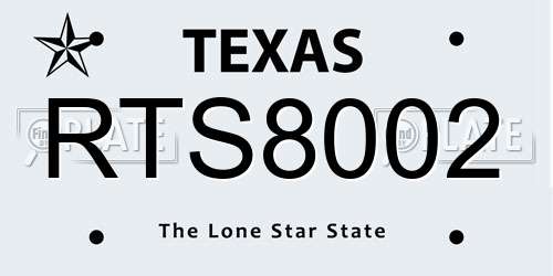 RTS8002 Texas License Plate