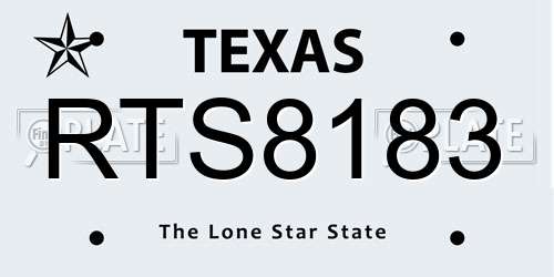 RTS8183 Texas License Plate