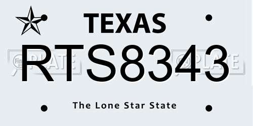 RTS8343 Texas License Plate
