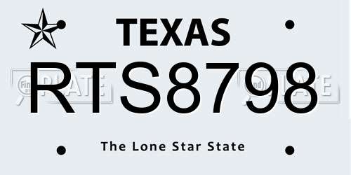 RTS8798 Texas License Plate