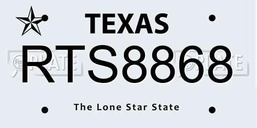 RTS8868 Texas License Plate