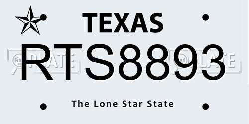 RTS8893 Texas License Plate