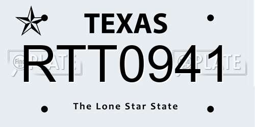 RTT0941 Texas License Plate