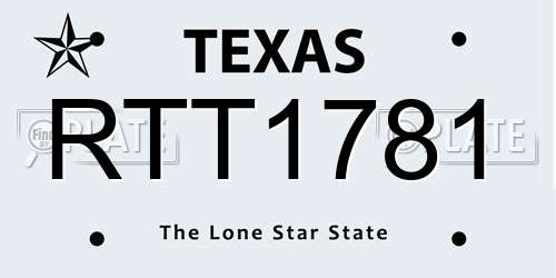RTT1781 Texas License Plate