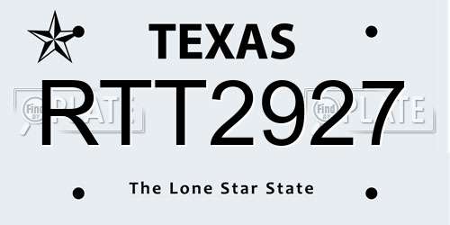 RTT2927 Texas License Plate