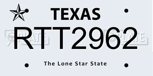 RTT2962 Texas License Plate