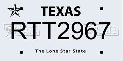 RTT2967 Texas License Plate