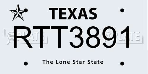 RTT3891 Texas License Plate
